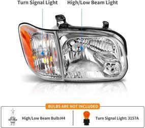 img 3 attached to 🔦 Сборка фары DWVO для Tundra Double/Crew Cab 2005-2006 и Sequoia Pickup 2005-2007 - Пара запасных фар с хромированным корпусом и янтарным отражателем