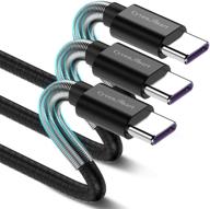 🔌 3 упаковки 1ft usb кабель типа c - быстрая зарядка usb a 2.0 в usb-c прочный кабель tpe для samsung galaxy s10 s9 s8 plus note 9 8, huawei, moto z z2, lg v30 v20 - черный логотип