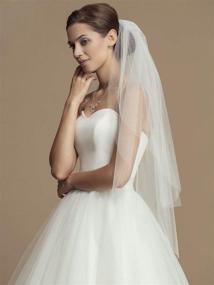 img 1 attached to 💍 Ivory Bridal Hair Accessory: Whisttle 2-Tier Short Fingertip Length Wedding Veil (37.4") with Comb and Cute Edge