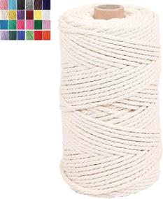 img 4 attached to 🧶 JAMYOK 100% Natural Macrame Cotton Cord, 3mm x 109 Yards 4 Strand Twisted Cotton Rope for Wall Hanging, Plant Hangers, DIY Crafts, Christmas, Wedding Décor - Beige Color