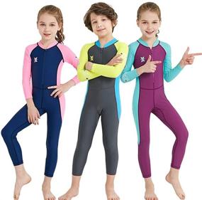 img 1 attached to AIWUHE Kid's Diving Long-Sleeve Full Body Sunsuit Swimsuit: Perfect for Boys & Girls Ages 2-7Y