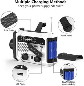 img 2 attached to CTXTKER Экстренное радио: солнечное ручное кривошипное NOAA/AM/FM портативное радио с USB-зарядкой, настольной лампой, светодиодным фонарем - идеально подходит для кемпинга и выживания, включает сигнал SOS