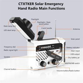 img 3 attached to CTXTKER Экстренное радио: солнечное ручное кривошипное NOAA/AM/FM портативное радио с USB-зарядкой, настольной лампой, светодиодным фонарем - идеально подходит для кемпинга и выживания, включает сигнал SOS