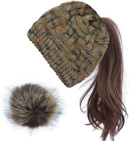 img 2 attached to VOASTEK Womens Knitted Ponytail Removable Outdoor Recreation for Outdoor Clothing
