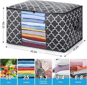 img 3 attached to 📦 3 Pack Wellent Storage Bags, 100L Large Capacity Clothes Storage Organizer with Reinforced Handle and Clear Window - Foldable Storage Containers for Comforter, Blanket, Bedding