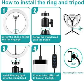 img 1 attached to 🔆 KEAYEO Светодиодное кольцо для селфи диаметром 10,2" с штативом - идеально подходит для потоковой передачи видео в YouTube и TikTok, светодиодное кольцо для макияжа на столе с возможностью регулировки яркости в 3 режимах и 30 уровнях яркости