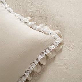 img 2 attached to 🛏️ Lush Decor Shabby Chic Ruffle Lace Comforter Set - Neutral Ella, 3 Piece, King Size