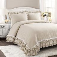 🛏️ lush decor shabby chic ruffle lace comforter set - neutral ella, 3 piece, king size logo