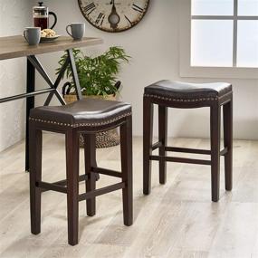 img 3 attached to 🪑 Avondale Backless Faux Leather Counter Stools by Christopher Knight Home, Set of 2, Brown