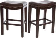 🪑 avondale backless faux leather counter stools by christopher knight home, set of 2, brown logo