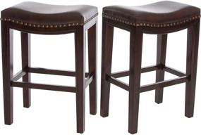 img 4 attached to 🪑 Avondale Backless Faux Leather Counter Stools by Christopher Knight Home, Set of 2, Brown