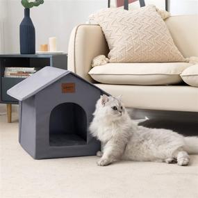 img 3 attached to 🐱 Love's Cabin Outdoor Cat House: Weatherproof Shelter for Winter, Collapsible & Warm for Indoor/Outdoor Cats, with Removable Soft Mat - Easy to Assemble Igloo Dog House for Small Dogs