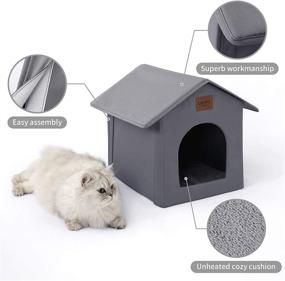 img 2 attached to 🐱 Love's Cabin Outdoor Cat House: Weatherproof Shelter for Winter, Collapsible & Warm for Indoor/Outdoor Cats, with Removable Soft Mat - Easy to Assemble Igloo Dog House for Small Dogs