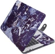 📚 mosiso macbook air 13 inch a1466/a1369 pu leather book folio stand cover sleeve - navy blue marble (2010-2017 release) logo