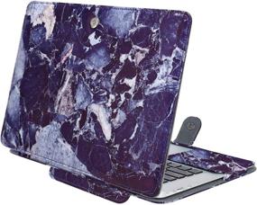 img 3 attached to 📚 MOSISO MacBook Air 13 inch A1466/A1369 PU Leather Book Folio Stand Cover Sleeve - Navy Blue Marble (2010-2017 Release)