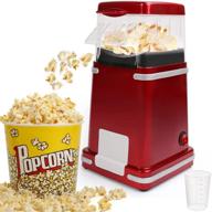 🍿 hot air household popper - low fat electric popcorn maker, no oil needed popcorn machine, 1200w with free measuring cup and removable top lid - ideal for home, family, party (metal red) логотип