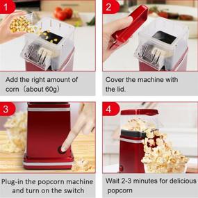 img 2 attached to 🍿 Hot Air Household Popper - Low Fat Electric Popcorn Maker, No Oil Needed Popcorn Machine, 1200W with Free Measuring Cup and Removable Top Lid - Ideal for Home, Family, Party (Metal Red)