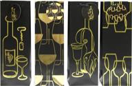 🍷 gold foil premium wine gift bags, wine gold stencil, set of 12 in 4 black wine designs логотип