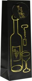 img 1 attached to 🍷 Gold Foil Premium Wine Gift Bags, Wine Gold Stencil, Set of 12 in 4 Black Wine Designs