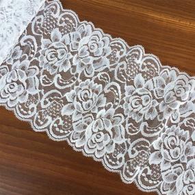 img 3 attached to 🌸 910 White Olive Lace - 6" Wide Stretchy Floral Pattern Elastic Trim for Bridal Wedding Decorations, Sewing DIY Crafts - 5 Yards