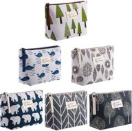 🌿 tree style 6 pieces canvas makeup bags: versatile cosmetic pouches for travel organization logo