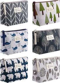 img 3 attached to 🌿 Tree Style 6 Pieces Canvas Makeup Bags: Versatile Cosmetic Pouches for Travel Organization