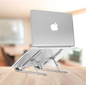 img 3 attached to 📁 Premium Aluminum Foldable Laptop Stand - Adjustable Laptop Holder for MacBook Air Pro, HP, Dell & More 10-15.6” Laptops - Portable & Stylish Silver Notebook Riser