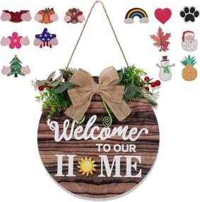 img 4 attached to 🏠 ALVBELLS Welcome Sign: Double-Sided Gnome Interchangeable Front Door Decor - Seasonal Wreaths for Christmas/Housewarming with 14 Pcs Ornaments