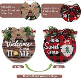 img 3 attached to 🏠 ALVBELLS Welcome Sign: Double-Sided Gnome Interchangeable Front Door Decor - Seasonal Wreaths for Christmas/Housewarming with 14 Pcs Ornaments