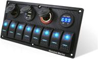 genuine marine 12v 8 gang waterproof switch panel with dual usb charger, voltmeter, and lighted switches – ideal for rvs, cars, trucks, boats логотип