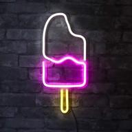 🍦 isaac jacobs 18” x 8” led neon 'white & pink ice cream popsicle' wall sign - cool light for bedroom decor, party, and holiday décor логотип