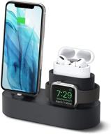 🔌 elago 3 in 1 charging station for apple products: airpods pro, iphone, apple watch series - black (original cables required-not included) logo