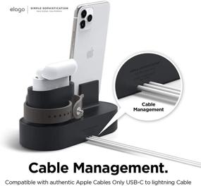img 1 attached to 🔌 elago 3 in 1 Charging Station for Apple Products: AirPods Pro, iPhone, Apple Watch Series - Black (Original Cables Required-NOT Included)