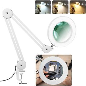 img 4 attached to 🔍 Versatile Veemagni 5X Magnifying Desk Lamp with Clamp – Enhance Precision and Visibility for Repair, Crafts, Reading, Close Work – Stepless Dimming, Adjustable Stand, 3 Color Modes and 8 Diopter Lens (White)