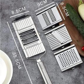 img 2 attached to 🔪 4-in-1 Stainless Steel Vegetable Slicer Grater Cutter Shredder - Multi-purpose Kitchen Chopper for Vegetables, Fruits, Cheese, and Lemon