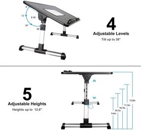 img 2 attached to YAEOP Настольный лоток для ноутбука - Столик с регулируемой высотой и складными ножками - Идеально подходит для работы в стоячем положении, завтрака, чтения, на диване, кровати или на полу.