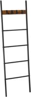 🔖 vasagle 5-tier blanket ladder with hooks - space-saving decorative industrial style shelf - rustic brown and black - 17.3 x 63 inches ulls016b01 logo