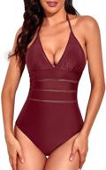 👙 tempt me women's sexy plunge v neck one piece swimsuit - halter style, hollow out design - flattering swimwear for the beach and pool logo