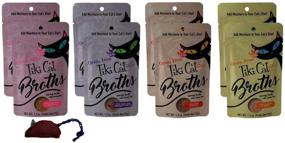 img 4 attached to Tiki Cat Grain Free Cat Food Topper Treat Broths Bundle with Catnip Toy - Variety Pack of 8 Pouches: Salmon, Duck Chicken, Beef, Chicken (1.3 Ounces)