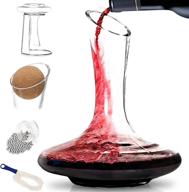 🍷 btat - hand blown 100% lead free crystal glass wine decanter set with drying stand, stopper, brush, beads xl - wine accessories, red wine decanter carafe - ideal wine gift logo