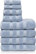 🛀 vivendi infinity zero twist 100% cotton towel set - 8-piece spa blue bundle for bath, hand, and wash logo
