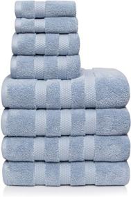 img 4 attached to 🛀 Vivendi Infinity Zero Twist 100% Cotton Towel Set - 8-Piece Spa Blue Bundle for Bath, Hand, and Wash