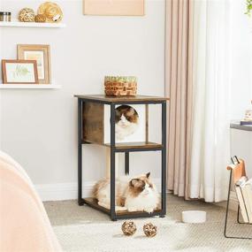 img 2 attached to 🐱 FEANDREA Cat Tree and End Table: Stylish Industrial Style Cat Tower with Scratching Post, Cat Condo, and Nightstand for Living Room and Bedroom - Rustic Brown UPCT111H01