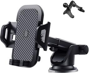 img 4 attached to Convenient & Versatile: HENFORTO Universal Car Phone Holder for Dashboard, Windshield & Air Vent - Hands-Free Mount for Most Cell Phones