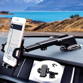 img 3 attached to Convenient & Versatile: HENFORTO Universal Car Phone Holder for Dashboard, Windshield & Air Vent - Hands-Free Mount for Most Cell Phones