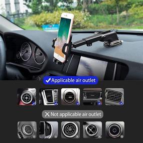 img 1 attached to Convenient & Versatile: HENFORTO Universal Car Phone Holder for Dashboard, Windshield & Air Vent - Hands-Free Mount for Most Cell Phones