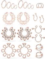 scerring non-piercing nipple rings set of 11 pairs - clip on nipplerings 🔗 faux body piercing jewelry for women and men - stainless steel fake nipple ring collection logo