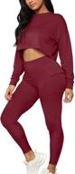 👚 kaximil women's long sleeve crop top legging pants jogger set tracksuit for workouts логотип