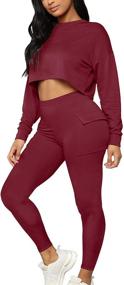 img 4 attached to 👚 Kaximil Women's Long Sleeve Crop Top Legging Pants Jogger Set Tracksuit for Workouts