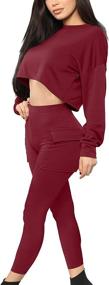 img 3 attached to 👚 Kaximil Women's Long Sleeve Crop Top Legging Pants Jogger Set Tracksuit for Workouts